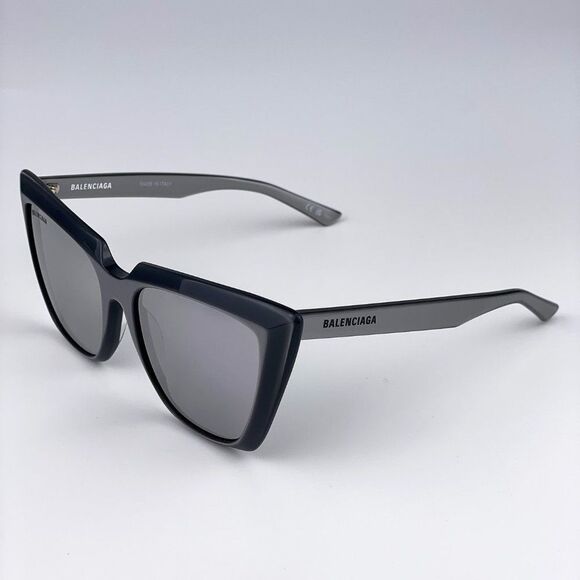  Balenciaga BB0046S 006 Sunglasses Silver Gray Shiny Mirrored Cat Eye Women main image 10